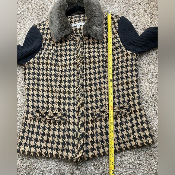 CABI Houndstooth Zip Tweed Sweater Career Academia Cardigan Blazer Jacket size 4 - Picture 5 of 15